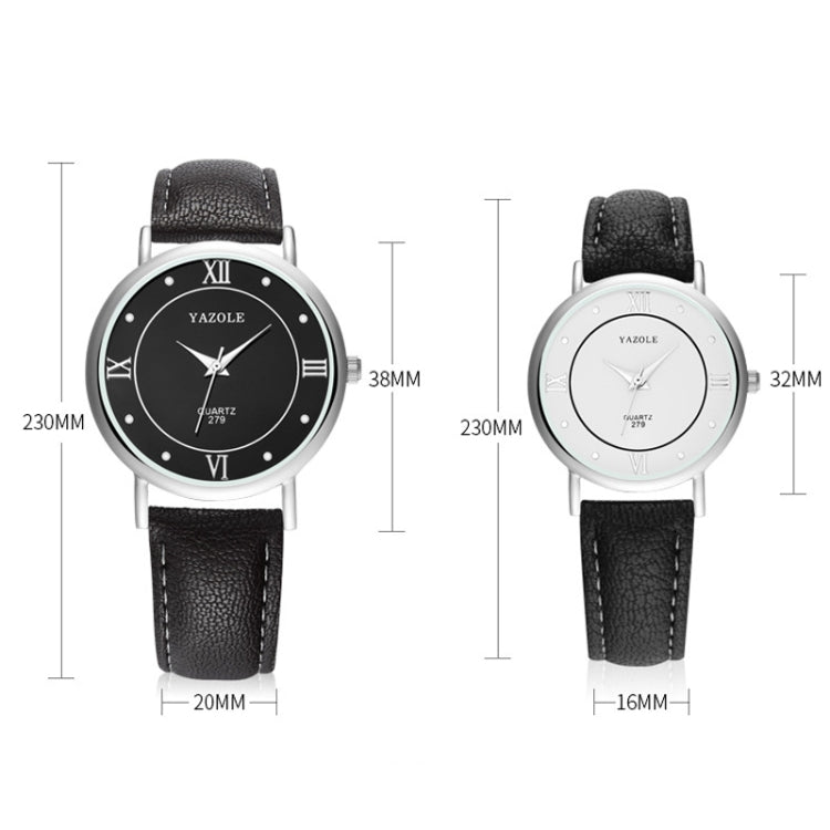 YAZOLE 279 Business Casual Analog Quartz Couple Watch, White Tray Black Belt Small, White Tray White Belt Small, White Tray Brown Belt Small, Black Tray Brown Belt Small, Black Tray Black Belt Small, White Tray Black Belt Large                         ...