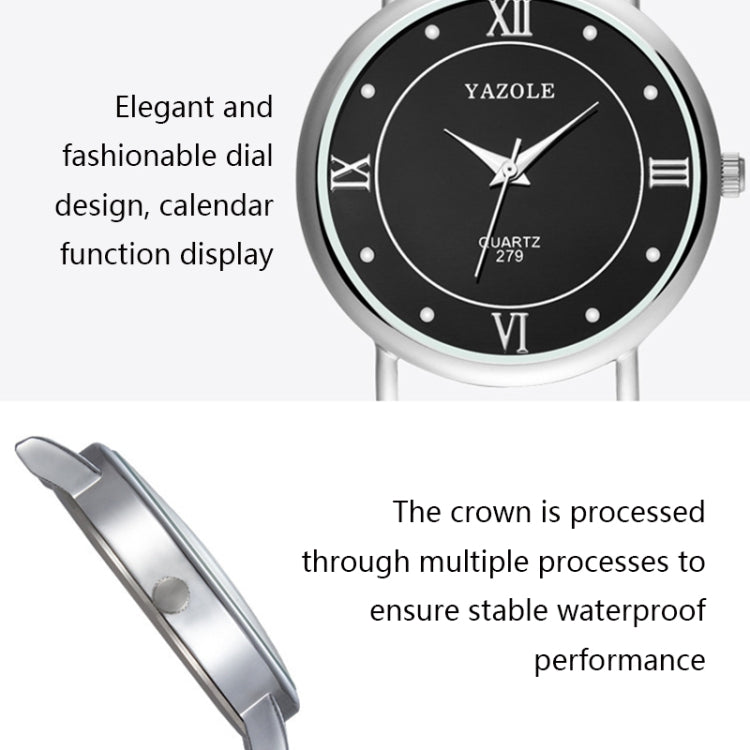YAZOLE 279 Business Casual Analog Quartz Couple Watch, White Tray Black Belt Small, White Tray White Belt Small, White Tray Brown Belt Small, Black Tray Brown Belt Small, Black Tray Black Belt Small, White Tray Black Belt Large                         ...