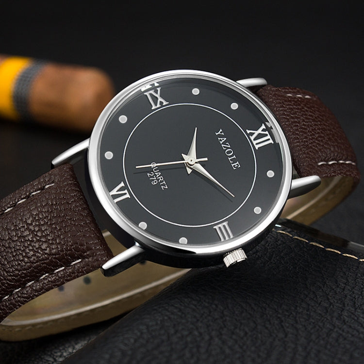 YAZOLE 279 Business Casual Analog Quartz Couple Watch, White Tray Black Belt Small, White Tray White Belt Small, White Tray Brown Belt Small, Black Tray Brown Belt Small, Black Tray Black Belt Small, White Tray Black Belt Large                         ...