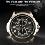 YAZOLE 350 Three-eyes Men Sports Watch Quartz Watch, Black Tray Black Belt, Black Tray Brown Belt, White Tray Black Belt, White Tray Brown Belt