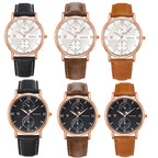 YAZOLE 355 Two-eyes Luminous Business Men Quartz Watch, White Tray Black Belt, White Tray Brown Belt, Black Tray Black Belt, Black Tray Brown Belt, White Tray Light Brown Belt, Black Tray Light Brown Belt
