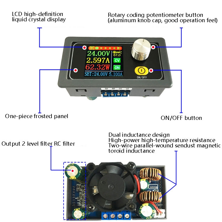 Colorful Screen DC 6.0-36V to 0.6-36V 5A Step Down Stabilized Power Supply Constant Voltage Current Buck Power Converter Power Supply Adjustable Module, SK3580