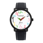 YAZOLE Personality Arabic Numeral Dial Student Watch Quartz Children Watch, 347 White Tray Black Belt, 347 White Tray Brown Belt, 347 Black Tray Black Belt, 347  Black Tray Brown Belt, 329 White Tray Black Belt, 329 White Tray Brown Belt