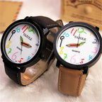 YAZOLE Personality Arabic Numeral Dial Student Watch Quartz Children Watch, 347 White Tray Black Belt, 347 White Tray Brown Belt, 347 Black Tray Black Belt, 347  Black Tray Brown Belt, 329 White Tray Black Belt, 329 White Tray Brown Belt