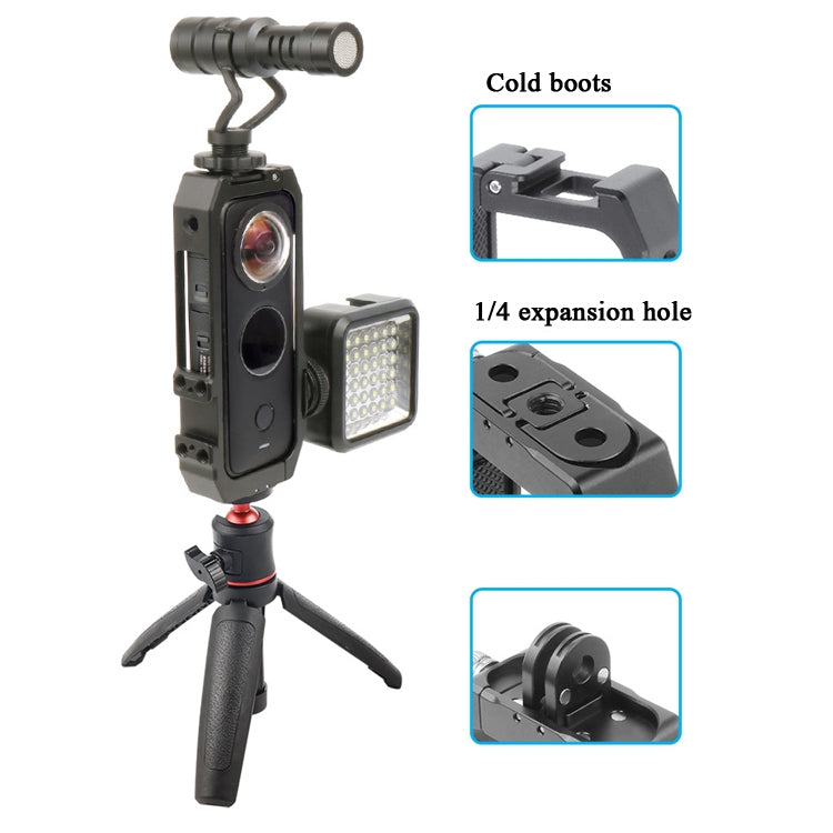 KF42730 For Insta360 One X2 Metal Camera Vertical Cage Protection Frame with Cold Shoe, For Insta360 One X-2