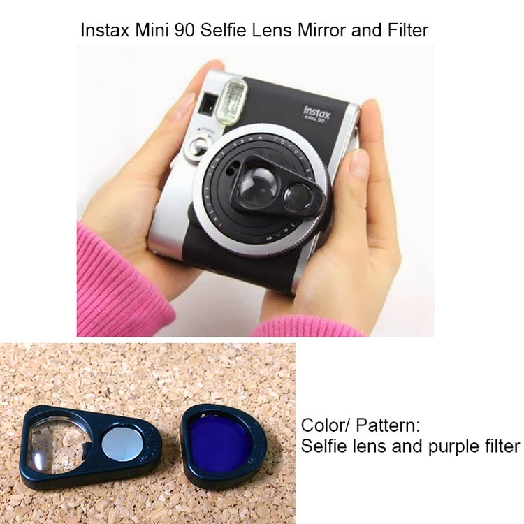 2 Sets Close Up Lens Set with Selfie Portrait Mirror + Purple Color Filter Set For FUJIFILM Instax Mini 90 Camera, For FUJIFILM Instax Mini 90