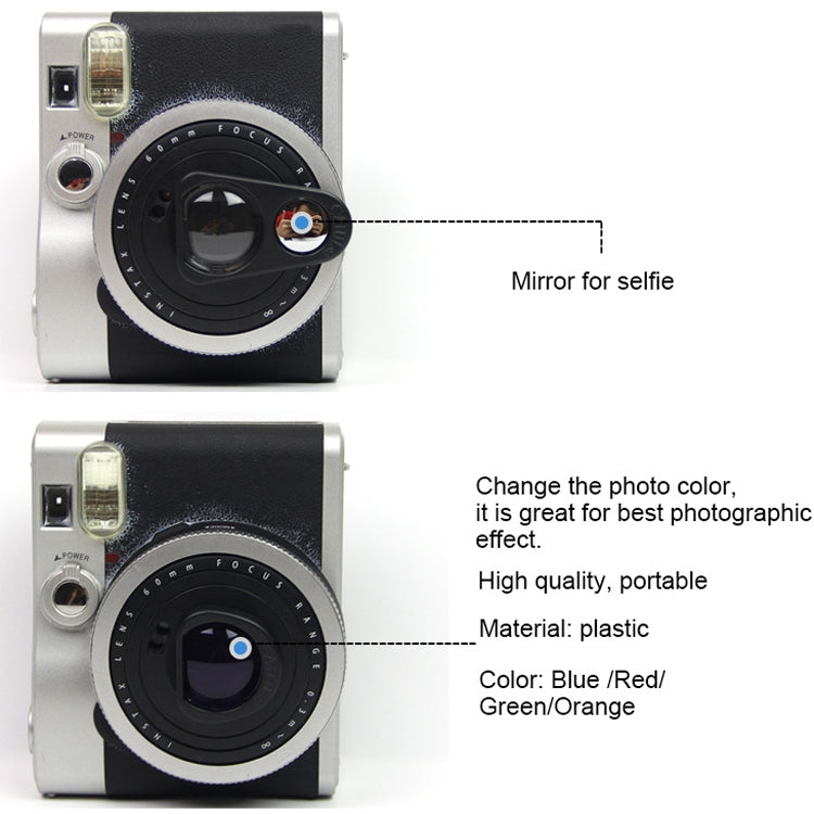 2 Sets Close Up Lens Set with Selfie Portrait Mirror + Purple Color Filter Set For FUJIFILM Instax Mini 90 Camera, For FUJIFILM Instax Mini 90