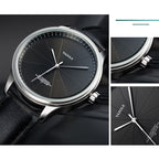 YAZOLE 503 Simple Line Pattern Dial Men Quartz Watch, Silver Shell Black Tray Black Belt, Silver Shell White Tray Black Belt, Silver Shell Black Tray Brown Belt, Silver Shell White Tray Brown Belt, Black Shell Black Tray Black Belt                     ...