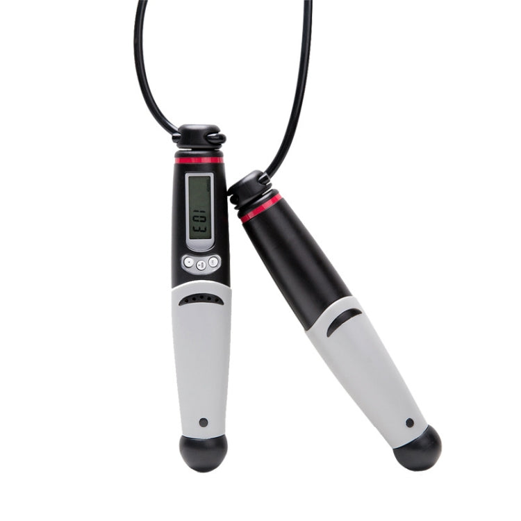 KYTO 2106B Corded Version Calorie Electronic Counting Skipping Rope Adult Fitness Timing Skipping Rope, with 2 Steel Wire Ropes (Black Gray), with Steel Wire Rope (Black Gray)