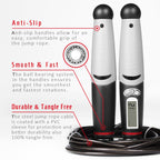 KYTO 2106B Corded Version Calorie Electronic Counting Skipping Rope Adult Fitness Timing Skipping Rope, with 2 Steel Wire Ropes (Black Gray), with Steel Wire Rope (Black Gray)