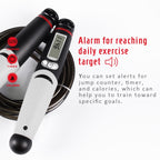 KYTO 2106B Corded Version Calorie Electronic Counting Skipping Rope Adult Fitness Timing Skipping Rope, with 2 Steel Wire Ropes (Black Gray), with Steel Wire Rope (Black Gray)