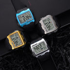 SYNOKE Square Sarge Screen Display Luminous Multifunctional Outdoor Men Sports Watch Digital Watch, Black, Gold, Silver, Lake Blue