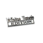 2 PCS Car Metal Modification Standard White Trash Edition Car Label Stickers, WHITE TRASH