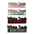 2 PCS Car Metal Modification Standard White Trash Edition Car Label Stickers, WHITE TRASH