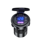 12V Modified Car USB Charger With Voltage Display PD QC3.0 Socket, With Terminal Blue Light, With Terminal Red Light, With Terminal Green Light, With 60cm Line Blue Light, With 60cm Line Red Light, With 60cm Line Green Light