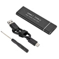 F018C M.2 NGFF To USB3.1 SSD Solid Aluminum Type-C Mobile Hard Drive Enclosure, Black, Silver