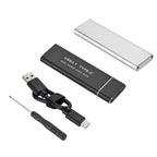 F018C M.2 NGFF To USB3.1 SSD Solid Aluminum Type-C Mobile Hard Drive Enclosure, Black, Silver