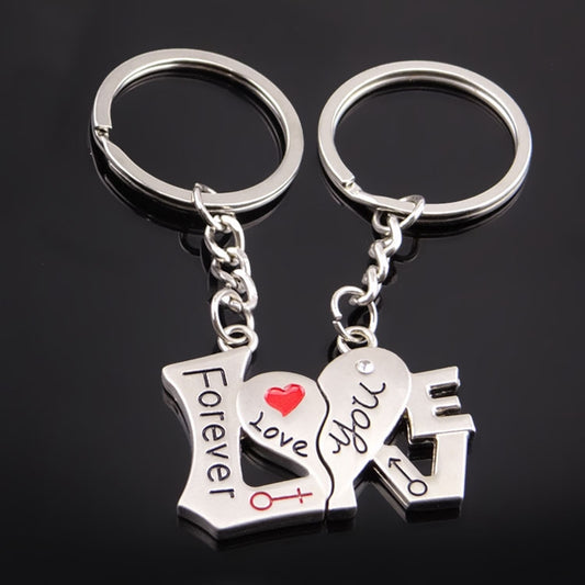 10 Pairs Metal Love Word Couple Keychain Pendant, Love Word Couple Keychain