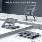 Oatsbasf Z08 Metal Notebook Support Adjustable Desktop Increase Notebook Stand, Silver, Gray