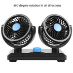 Car Fan Portable Mini Adjustable Car Double-Headed Electric Fan, USB Universal, 12V Cigarette Lighter, 24V Cigarette Lighter
