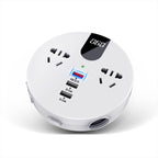 QC3.0 Car 12V 24V To 110V 220V Multi-function Inverter, White Round, Black Round