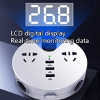 QC3.0 Car 12V 24V To 110V 220V Multi-function Inverter, White Round, Black Round