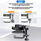 Rotating Cup Holder Headphone Holder Internet Cafe Monitor Headphone Hanger, Black, Moonlight Silver