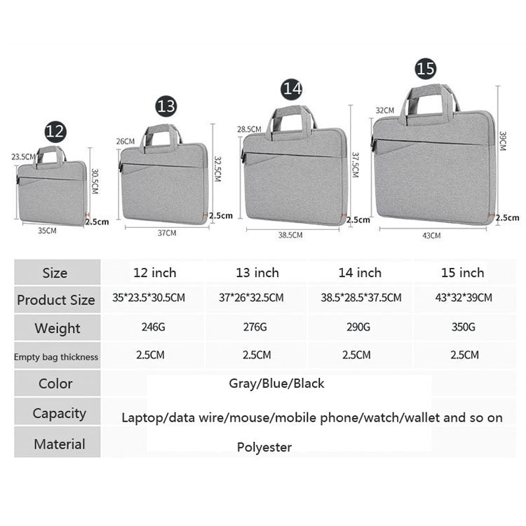 BUBM FMBX Laptop Liner Bag Business Computer Bag Large-Capacity Computer Handbag, 13 inch, 14 inch, 15 inch, 11/12 inch