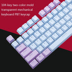 104-Keys Two-Color Mold Transparent PBT Keycap Mechanical Keyboard, Pink White, Blue Purple, Dark Grey, White Pink, Purple Blue, Gray Black, Silver