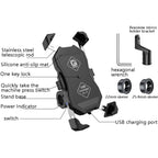 Kewig Motorcycle Outdoor Riding Four-Claw Fixed Mobile Phone Bracket QC3.0 Fast Charging Waterproof Holder, M11-B