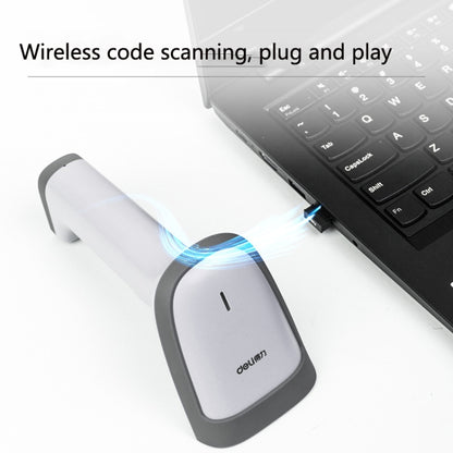 Deli 14881S Handheld Scanner Supermarket Express Single Wireless Scanner, White, Black