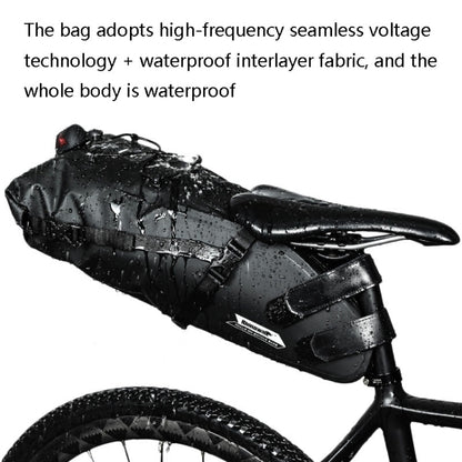 Rhinowalk RK19511 Full Waterproof Bicycle Saddle Tail Bag Big Capacity Road Bike Bag, RK19511 Black 10L, RK19512 Black 5L, RK19513 Black 13L