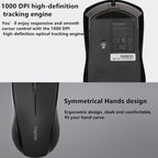 Rapoo N1600 1000 DPI 3 Keys Office Business Silent Wired Mouse, Cable Length: 1.5m