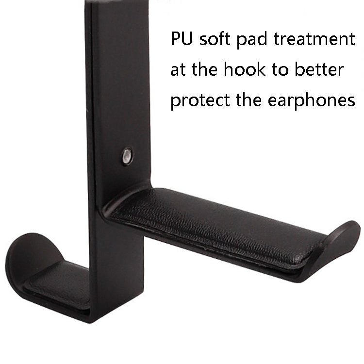 JD039 Metal Clip Earphone Holder Desktop Headset Hook, White, Black