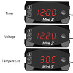 Voltage Clock And Temperature 3 In 1 LED Electronic Meter Large-Screen Digital Display Waterproof And Dustproof Voltmeter, 3 In 1 LED Blue Light, 3 In 1 LED Red Light, 3 In 1 LED White Light, 3 In 1 LED Green Light