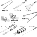 Barbecue Combination Tool Set Aluminum Box Stainless Steel Grill Set, 3 in 1, 5 in 1 A, 5 in 1 B, 10 in 1, 18 in 1, 26 in 1