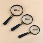 Children Science Education Elderly Reading Hand-Held Magnifying Glass, Specification: 110mm, 2pcs(75mm), 2pcs(110mm), 2pcs(90mm)