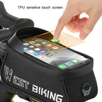 WEST BIKING West 6.9 Inches Rider Bike Reflective Mobile Phone Touch Screen Front Bag Mountain Bike Front Beam Upper Tube Bag, YP0707267