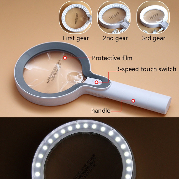 XT-8013 With 29 LED Lights 3 Gelling Touch Switch Magnifier 2 Times / 13 Times Hand-Held Magnifying Glass, XT-8013 (White+Gray), XT-8013(White+Dark Blue)