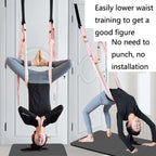 2 in 1 Home Yoga Hammock Indoor Stretching Sling Stretch Widening Yoga Strap + Door Buckle Storage Bag Set, Pink, Purple, Pine Green