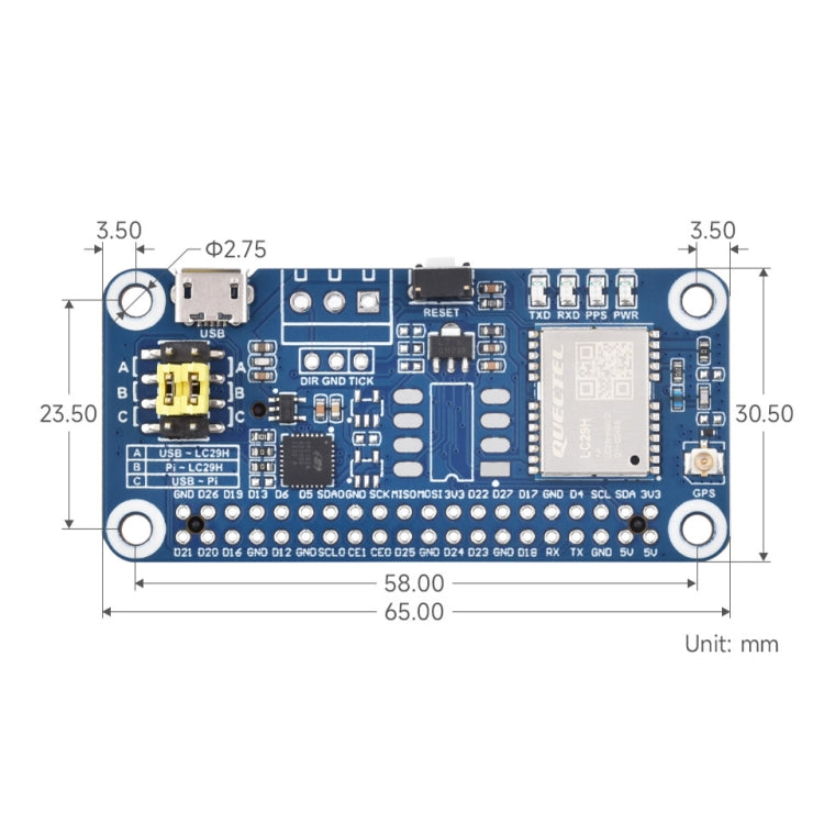 Waveshare For Raspberry Pi LC29H Series Dual-Band L1+L5 Positioning GPS Module, (AA) GPS HAT, (BS) GPS/RTK HAT, (DA) GPS/RTK HAT