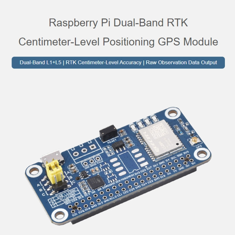 Waveshare For Raspberry Pi LC29H Series Dual-Band L1+L5 Positioning GPS Module, (AA) GPS HAT, (BS) GPS/RTK HAT, (DA) GPS/RTK HAT
