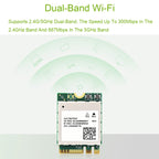 Waveshare 24780 AW-CB375NF 2.4G/5GHz Dual-Band WiFi 5 Wireless NIC, RTL8822CE-CG Core, Supports BLE