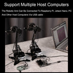 Waveshare High-Torque Serial Bus Servo, Desktop Robotic Arm Kit, Based On ESP32, 5-DOF, US Plug, EU Plug, UK Plug