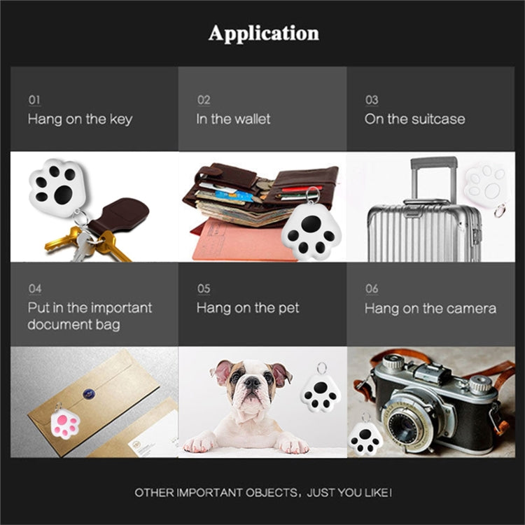 2 PCS HYC-09 Dog Paw Bluetooth Anti-Lost Device Pet Tracking Locator Keychain Smart Search Two-Way Alarm, Dog Paw White, Dog Paw Light Blue, Dog Paw Green, Dog Paw Pink, Dog Paw Red, Dog Paw Dark Blue, Dog Paw Dark Gray, Dog Paw Black