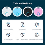 2 PCS S8 Round Bluetooth Anti-Lost Device Key Luggage Tracking Device Two-Way Alarm, Black, White, Blue, Pink