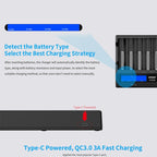 XTAR 8-Slot Battery Charger LCD Display Charger QC3.0 Type C Fast Charger for 21700 / 18650 Battery, VC8