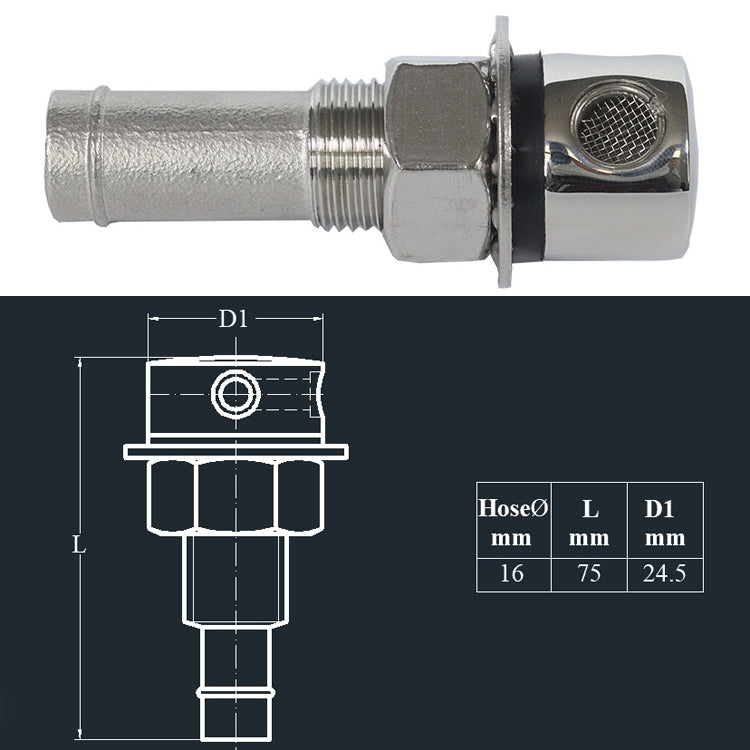 Fuel Breather Vent Straight 316 Stainless Steel  Boat Cabin Oiling Fueling Oil Port Vent Accessories, Fuel Breather Vent