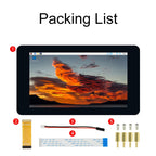 Waveshare 7 inch 800×480 IPS Capacitive Touch Display, DSI Interface, 5-Point Touch, without Case, with Case