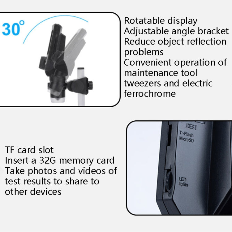 G1000 Digital Microscope HD Mobile Phone Repair Electron Microscope, Aluminum Plastic Bracket, Aluminum Alloy Bracket